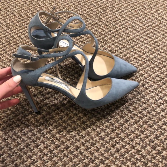 JIMMY CHOO blue suede lancer heels - Picture 2 of 6